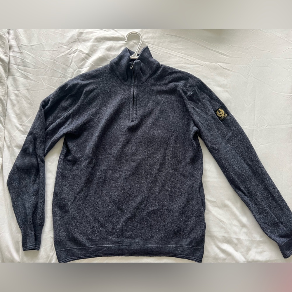 Belstaff Men's Navy Zip-Up Sweater